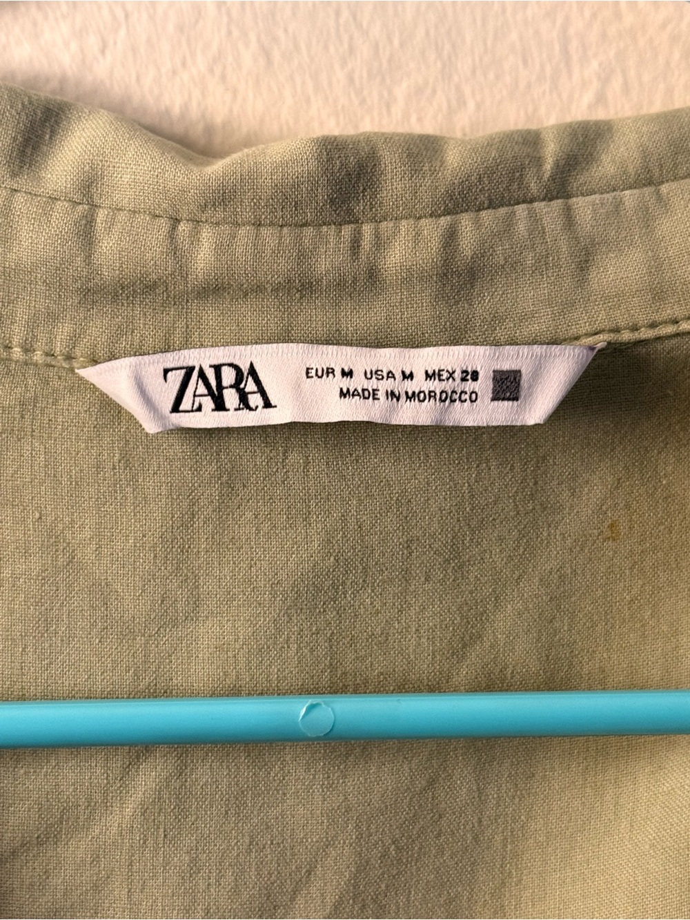 Zara Women’s Olive Green Linen-Blend Crop Top Boxy Casual